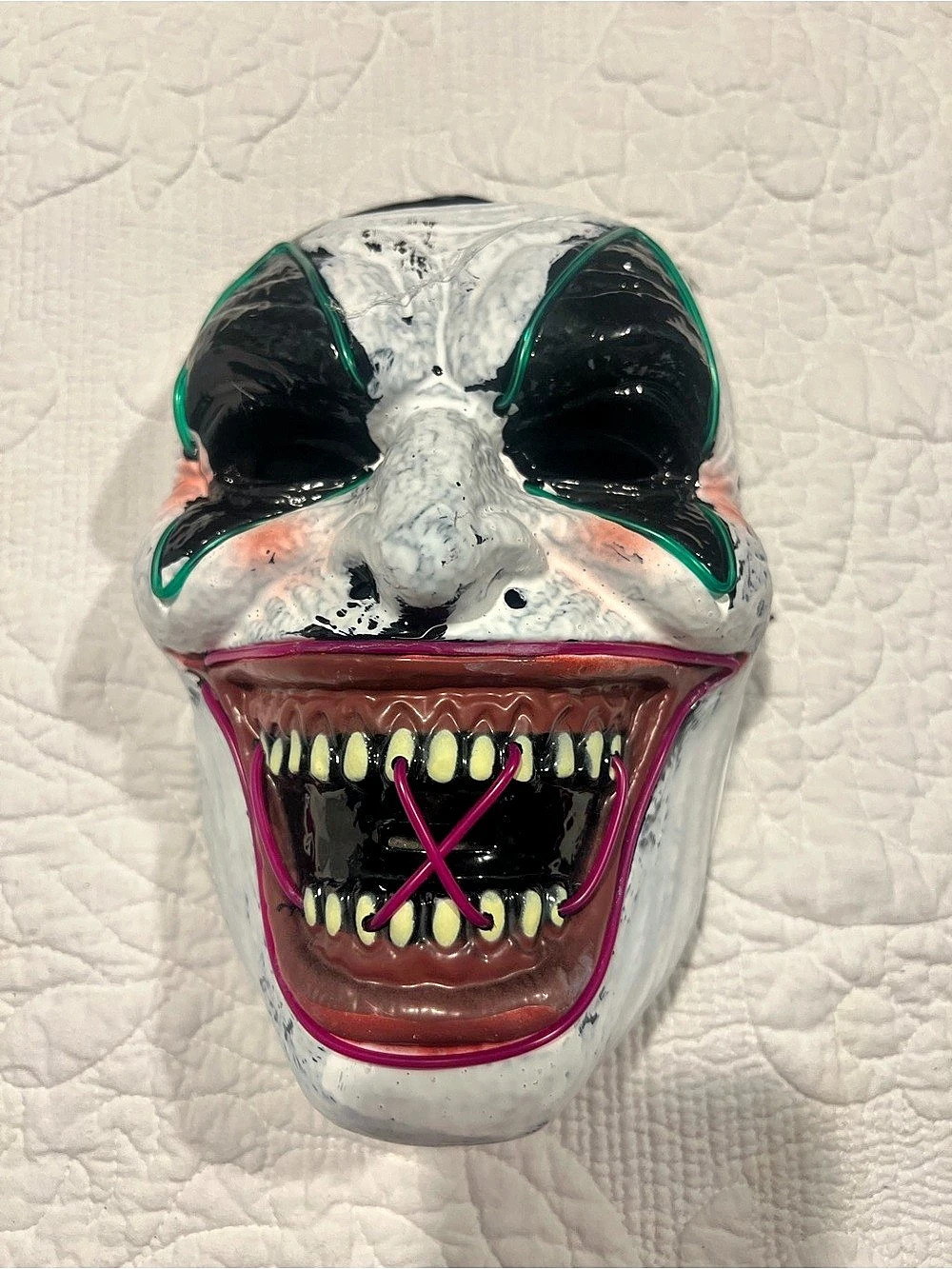 Light Up Psycho Clown Halloween Mask Purge Juggalo Tested & Works